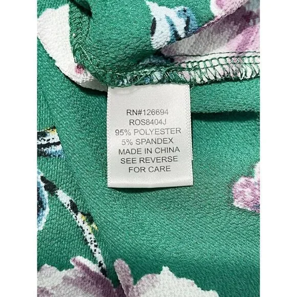 Live To Be Spoiled Floral Print Long Bell Sleeve Blouse Keyhole Back Green Large - Picture 8 of 14